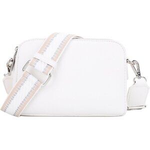 💫 Women White Crossbody Bag Web Strap Camera Travel Work High-Quality Handbag